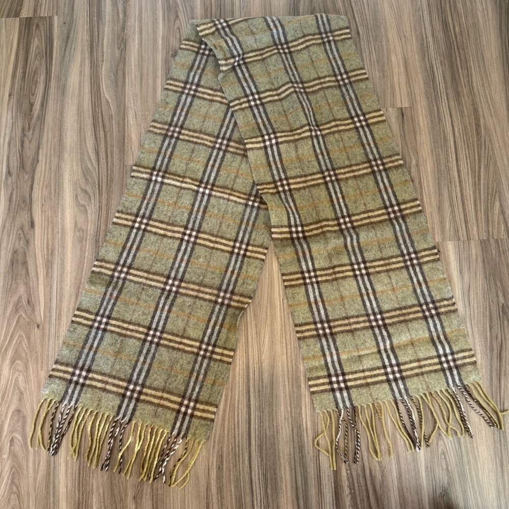 Green and Black Plaid 100% Merino Wool Scarf
